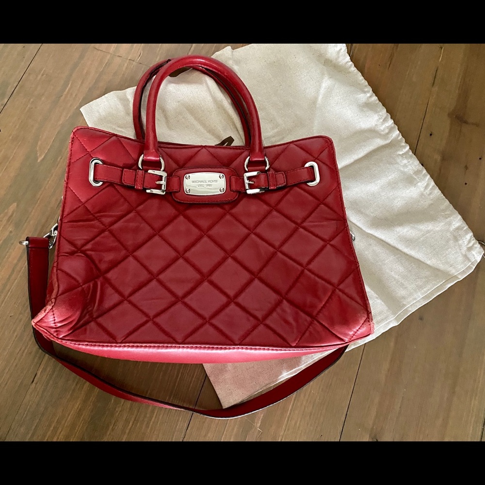 Michael Kors Red Quilted Hamilton Bag